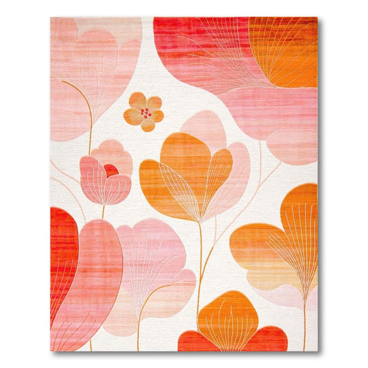 Modern Pink Orange Abstract Petals Rug