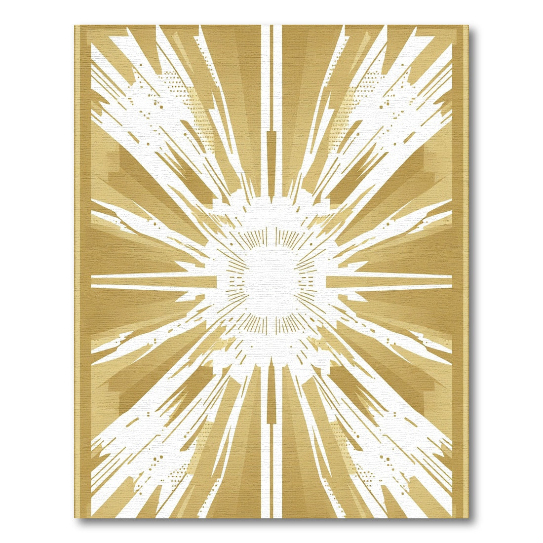 Radiant Gold Sunburst Geometric Rug