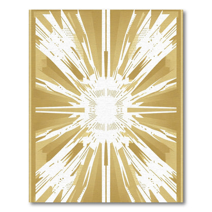 Radiant Gold Sunburst Geometric Rug