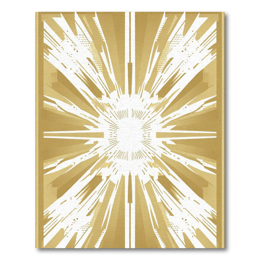 Radiant Gold Sunburst Geometric Rug