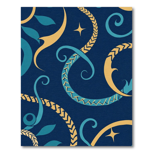 Midnight Blue Golden Swirls Rug