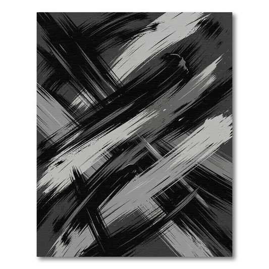 Monochromatic Abstract Brush Stroke Rug