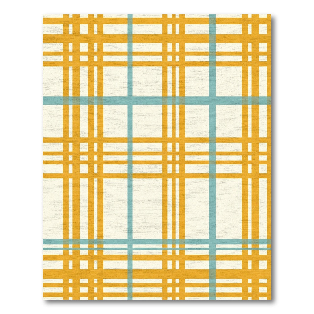 Golden Teal Checkered Grid Rug