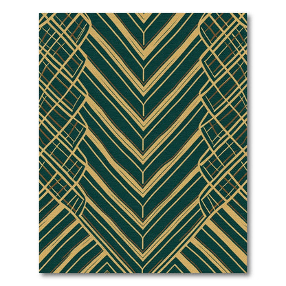 Emerald Gold Chevron Caged Lattice Rug