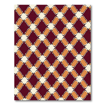 Crimson Orange Diamond Medallion Rug