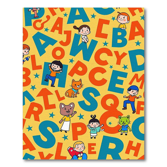 Playful Alphabet Kids Animal Yellow Rug