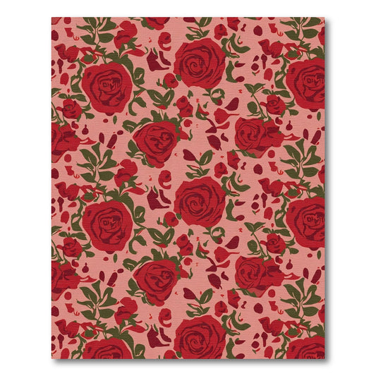 Romantic Red Rose Floral Swirl Rug
