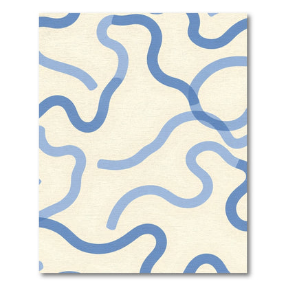 Cream Blue Abstract Swirls Rug