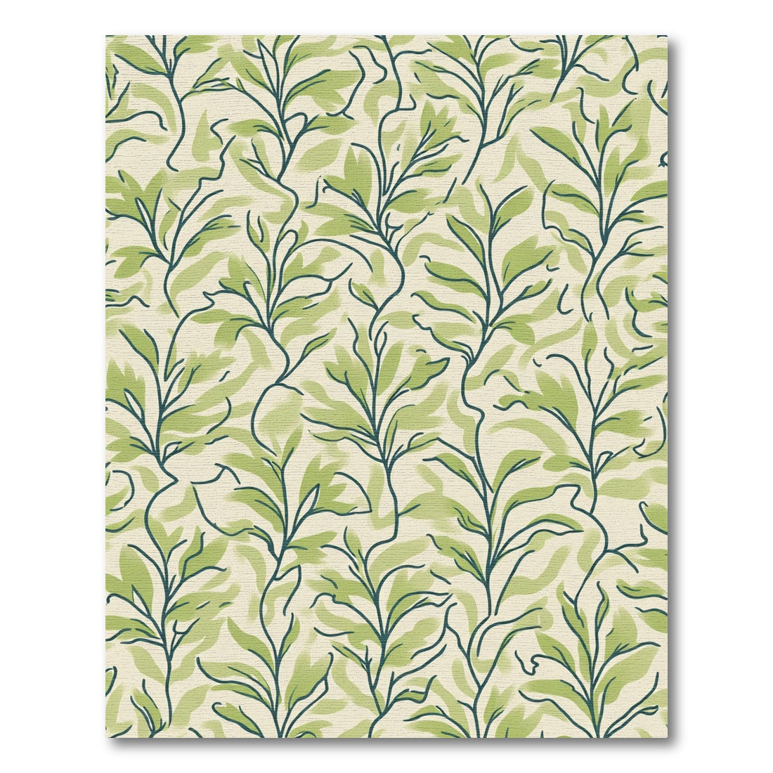 Verdant Green Leaf Vine Collection Rug