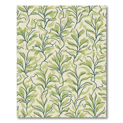Verdant Green Leaf Vine Collection Rug