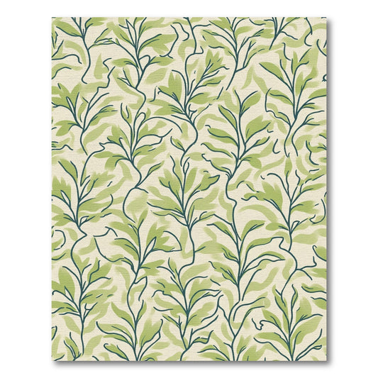 Verdant Green Leaf Vine Collection Rug