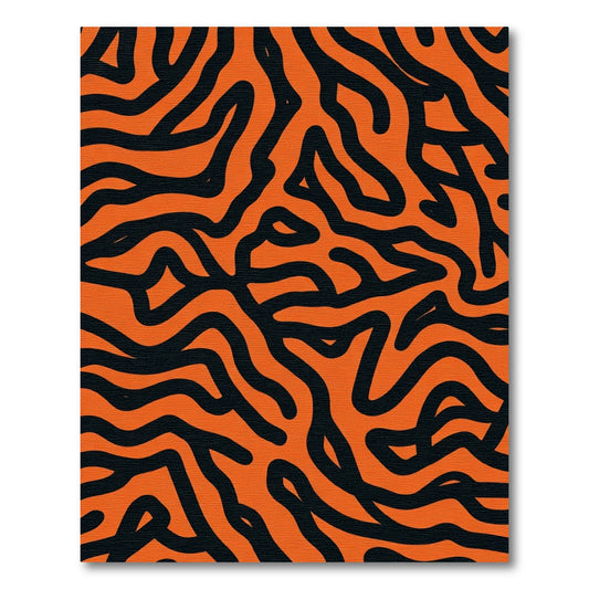 Bold Orange Black Abstract Weave Rug