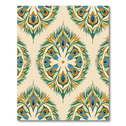 Serene Teal Peacock Feather Medallion Rug