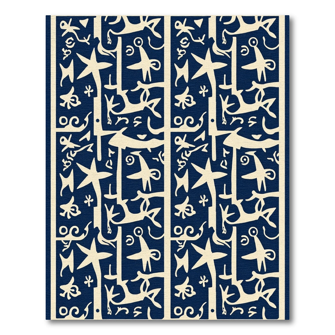 Coastal Ivory Navy Abstract Figures Rug