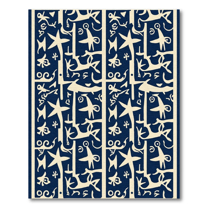 Coastal Ivory Navy Abstract Figures Rug