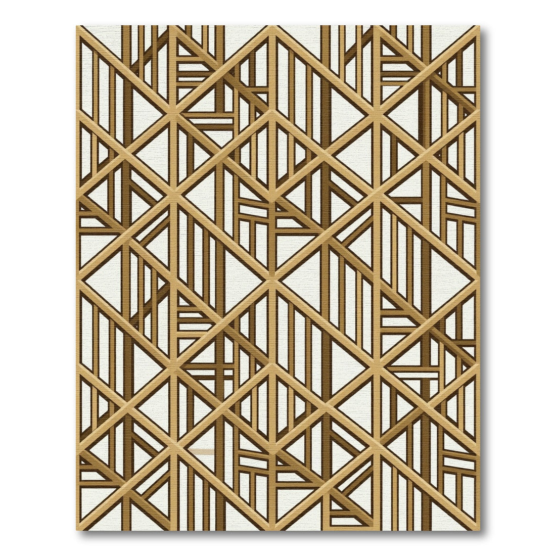 Modern Golden Geometric Lattice Grid Rug