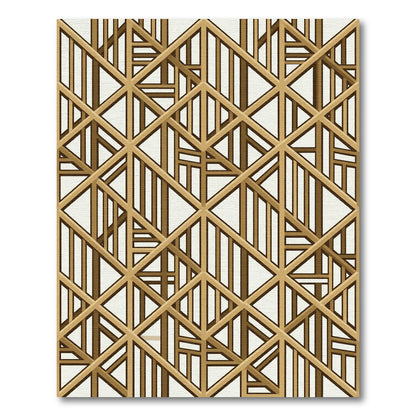 Modern Golden Geometric Lattice Grid Rug