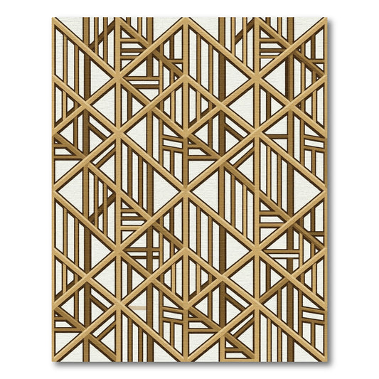 Modern Golden Geometric Lattice Grid Rug