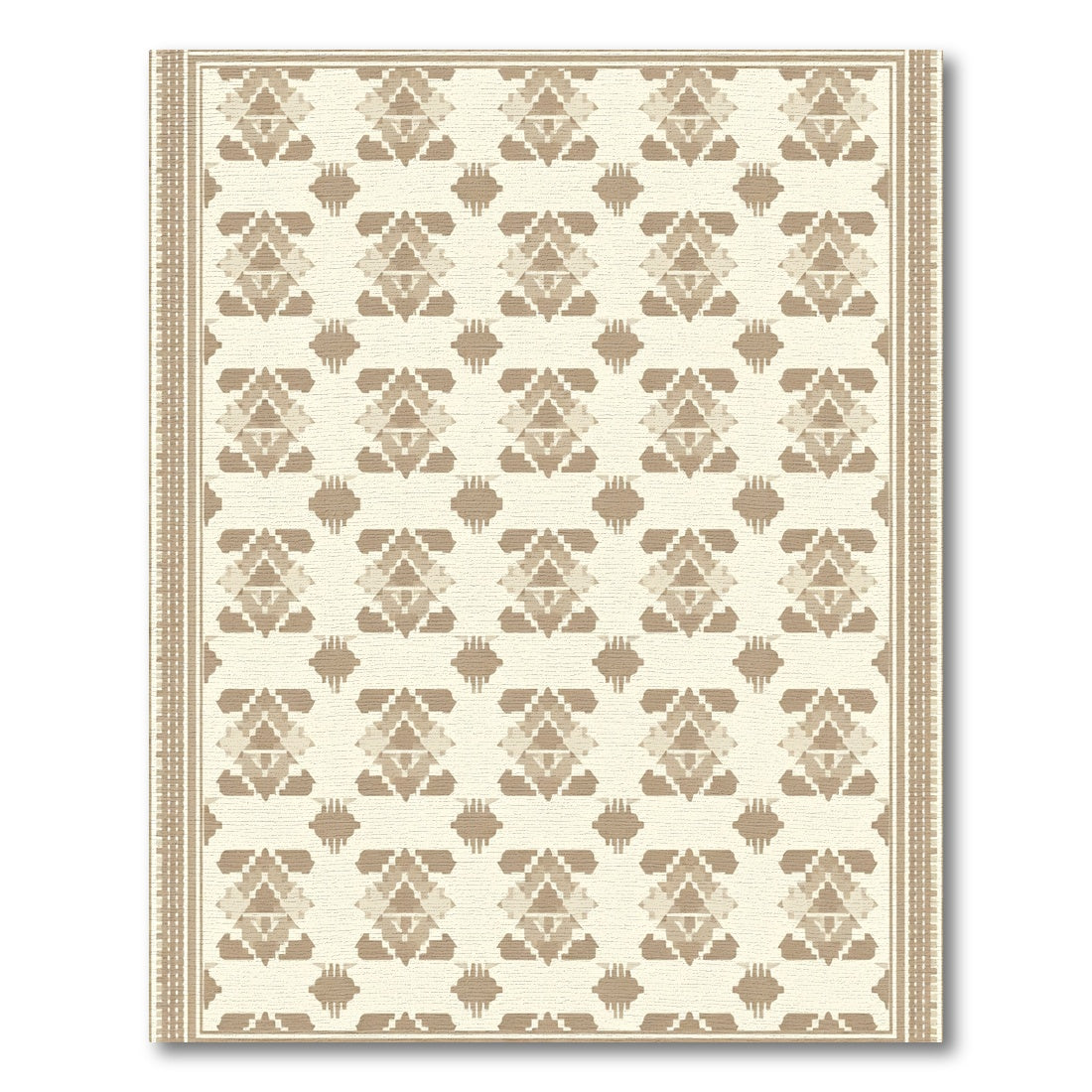 Neutral Earth Tones Geometric Medallion Rug