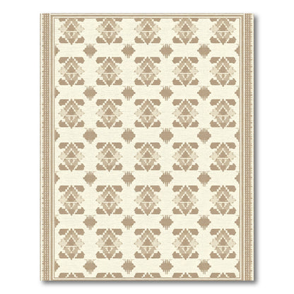 Neutral Earth Tones Geometric Medallion Rug