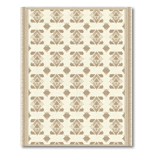 Neutral Earth Tones Geometric Medallion Rug