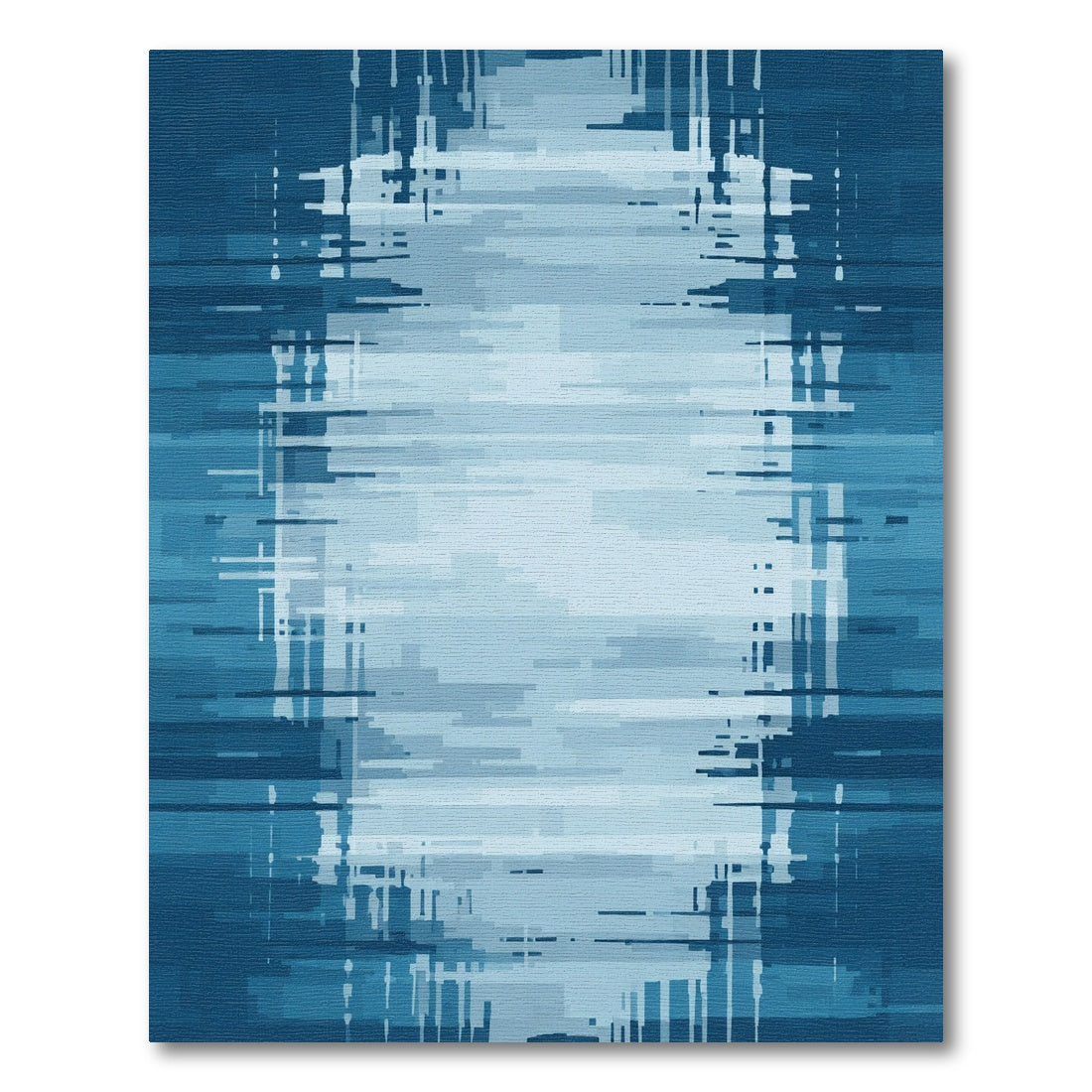 Abstract Blue Horizontal Slice Blend Rug