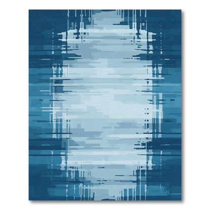 Abstract Blue Horizontal Slice Blend Rug