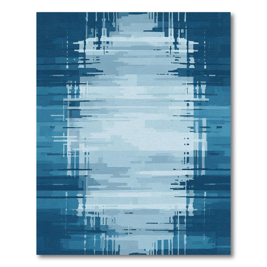 Abstract Blue Horizontal Slice Blend Rug