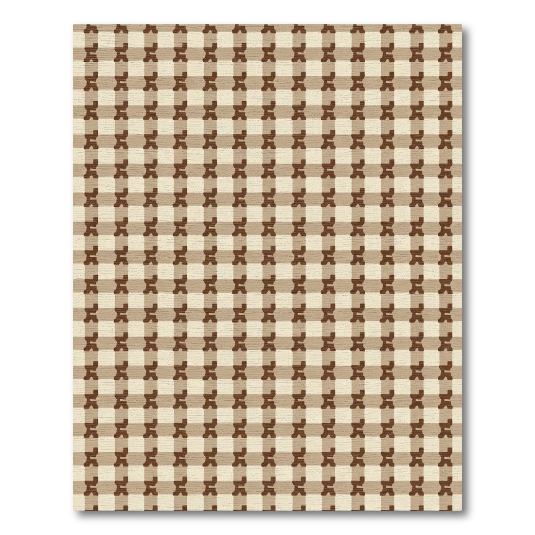 Earthy Gingham Checkered Terra Cotta Rug
