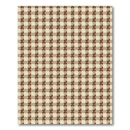 Earthy Gingham Checkered Terra Cotta Rug