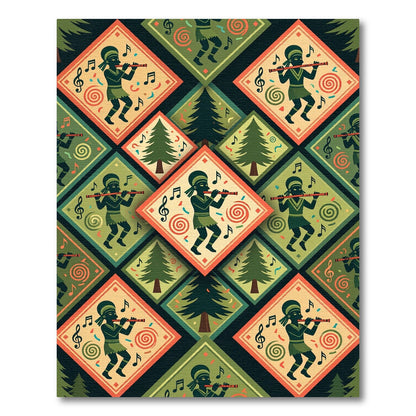 Emerald Forest Musician Diamond Collage Rug