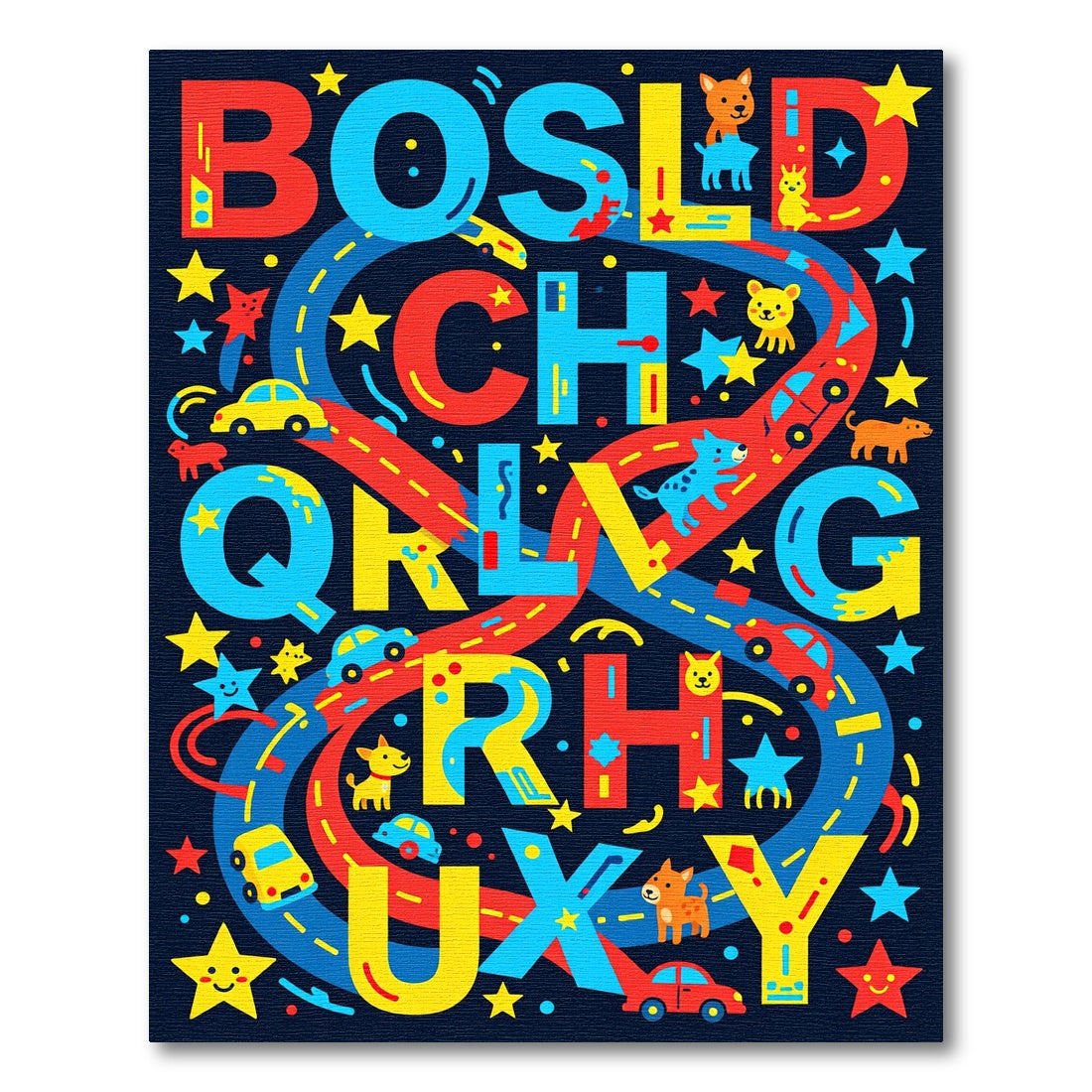 Vibrant Playful Alphabet Cars Animals Rug