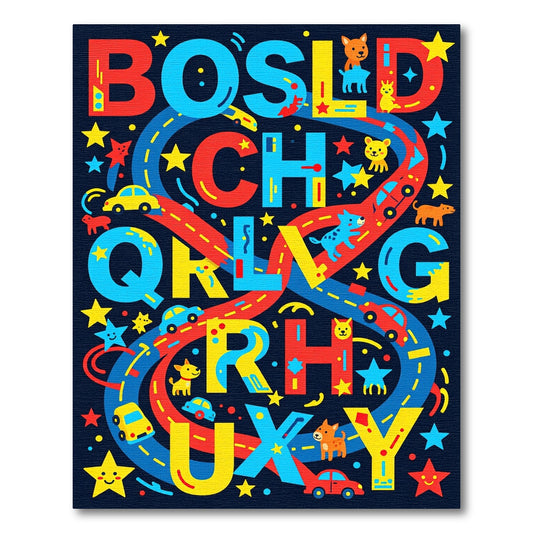 Vibrant Playful Alphabet Cars Animals Rug