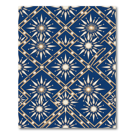 Celestial Art Deco Gold Star Navy Rug