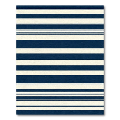 Deep Blue Cream Striped Rug