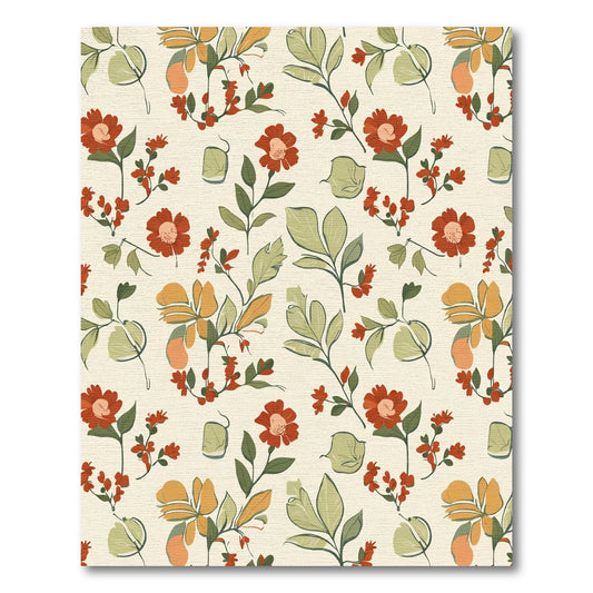 Rusty Orange Floral Botanical Vines Rug