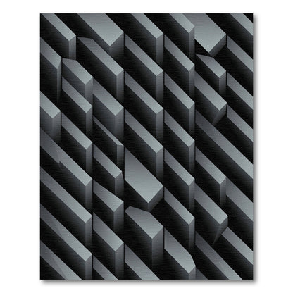 Gray Abstract Geometric Blocks Rug