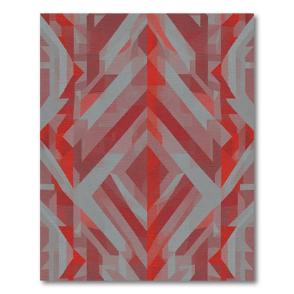 Geometric Red Shards Abstraction Rug