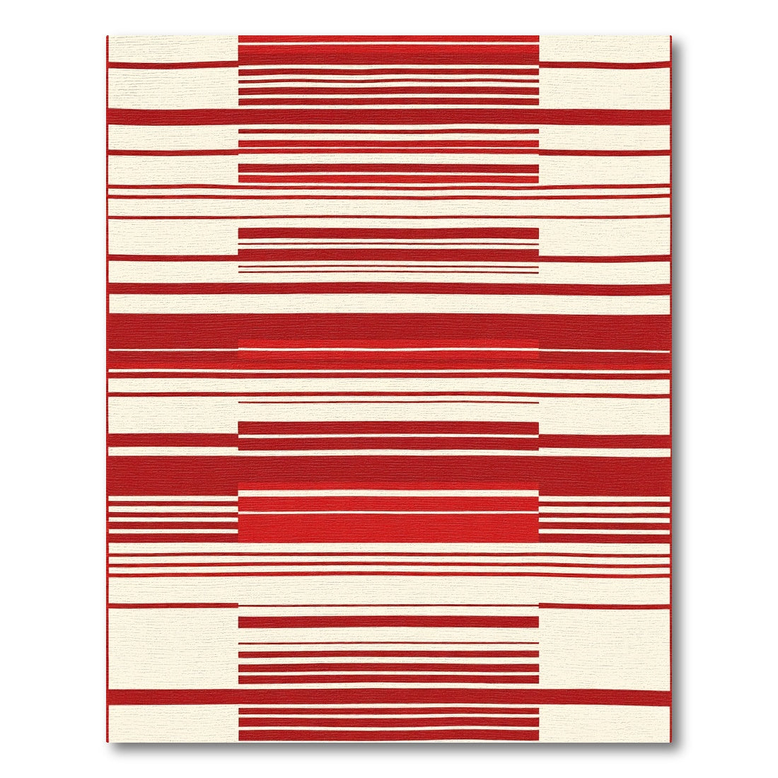 Modern Red Cream Stripe Composition Rug