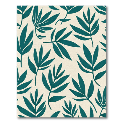 Teal Green Leafy Branch Arrangement Rug