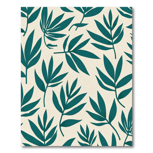Teal Green Leafy Branch Arrangement Rug