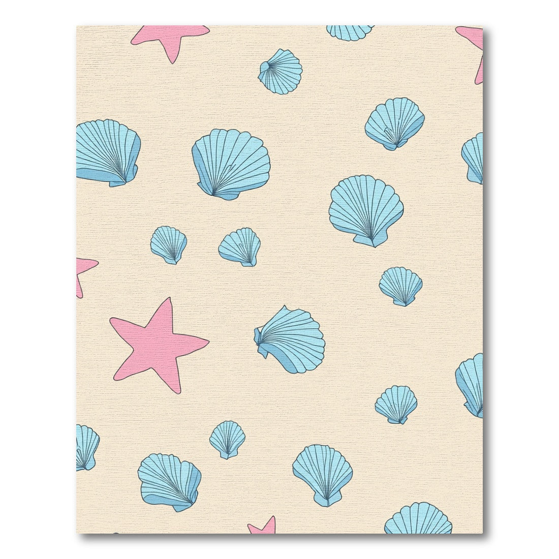 Pink Starfish Blue Seashells Scatter Rug