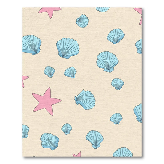 Pink Starfish Blue Seashells Scatter Rug