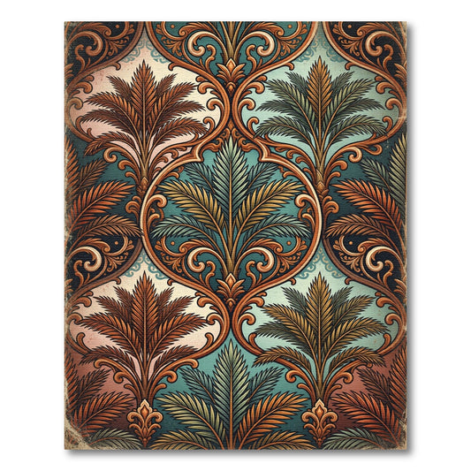 Ornate Teal and Copper Tropical Medallion Rug