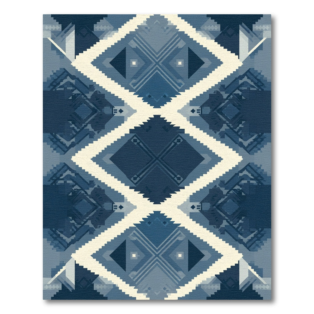 Coastal Blue Geometric Diamond Rug