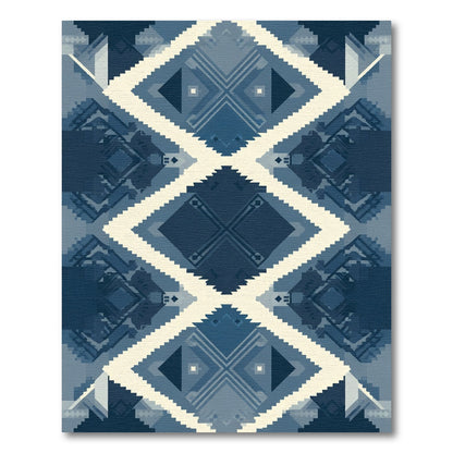 Coastal Blue Geometric Diamond Rug