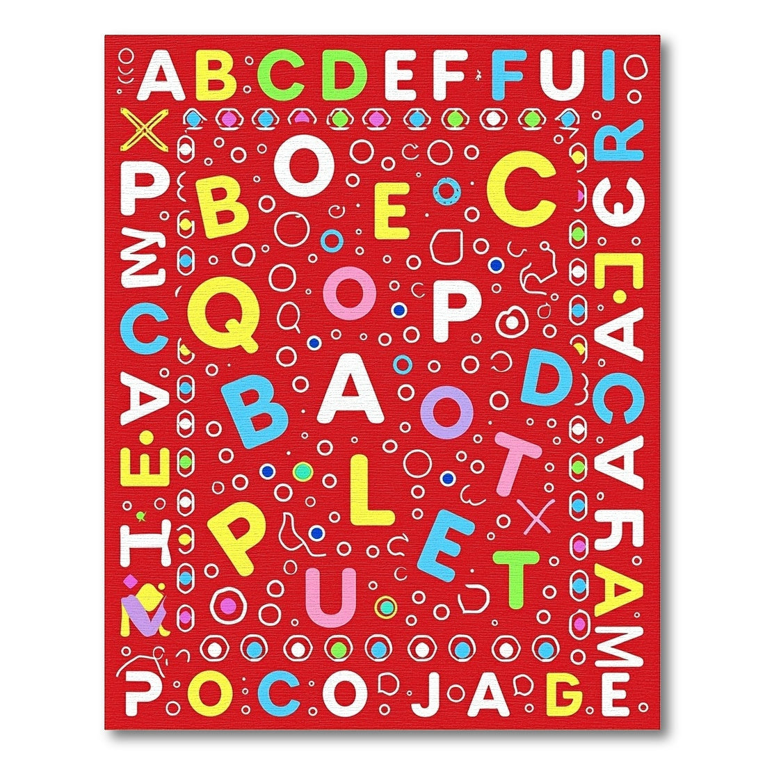 Colorful Alphabet Collage Red Rug