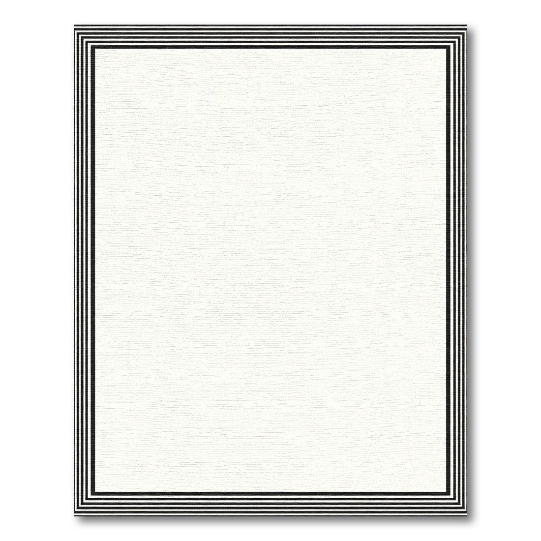 Black White Thin Striped Border Rug