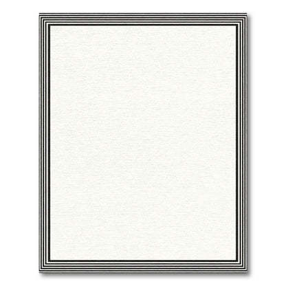 Black White Thin Striped Border Rug