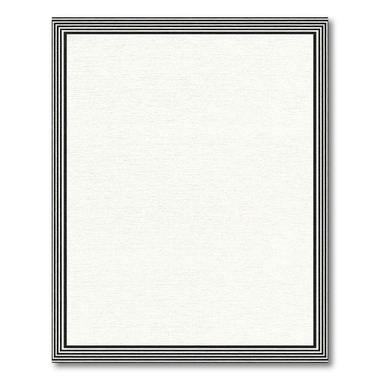 Black White Thin Striped Border Rug